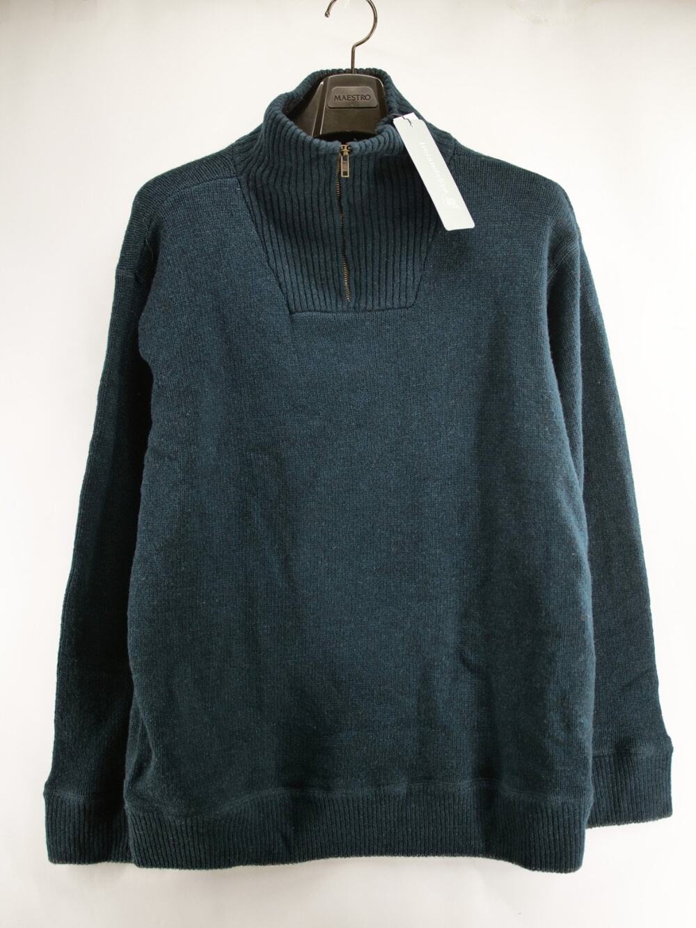 IrelandsEye Lambswool NWT Half Zip Sweater Mens XXL Pine Green Irish Knit Jumper
